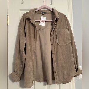 Wishlist Beige Tan Corduroy Button Up Shirt